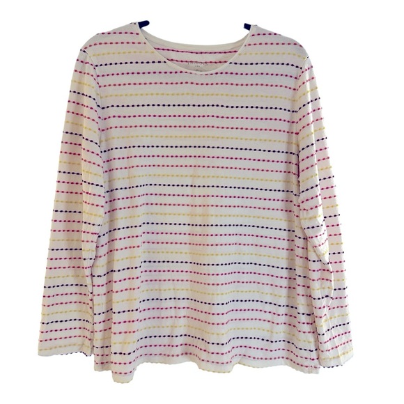 Talbots Tops - Talbots 100% cotton embroidered striped tunic top XL